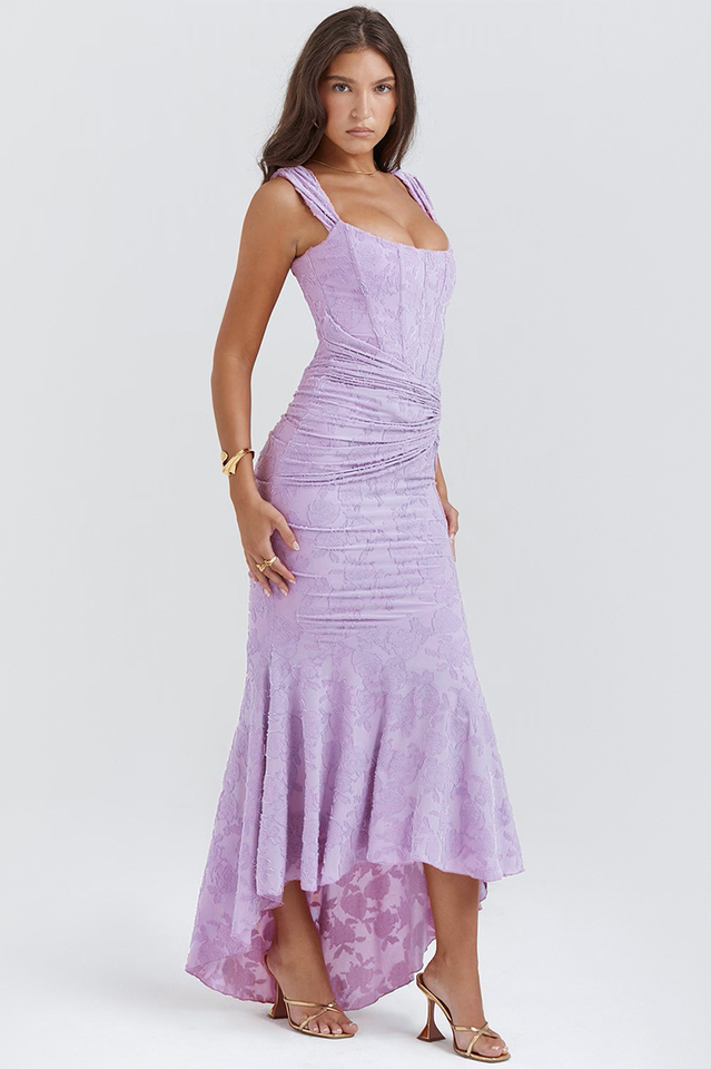 WANWAN - VESTIDO MAXI CON ESTAMPADO DE FLORES