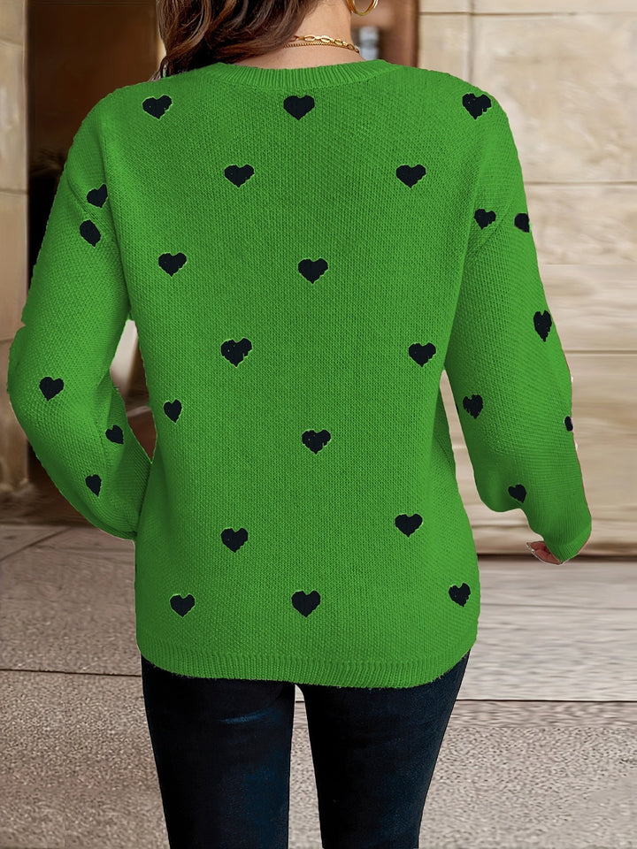 Sophie | Suéter con patrón de corazones y cuello redondo
