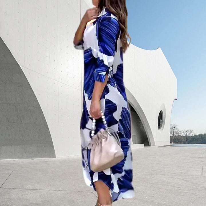 MAYBELLE - VESTIDO MAXI ENVOLVENTE ELEGANTE CON CUELLO