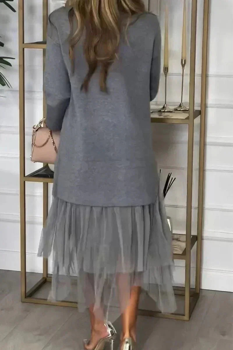 EIMEREN - VESTIDO DE PUNTO PATCHWORK SÓLIDO
