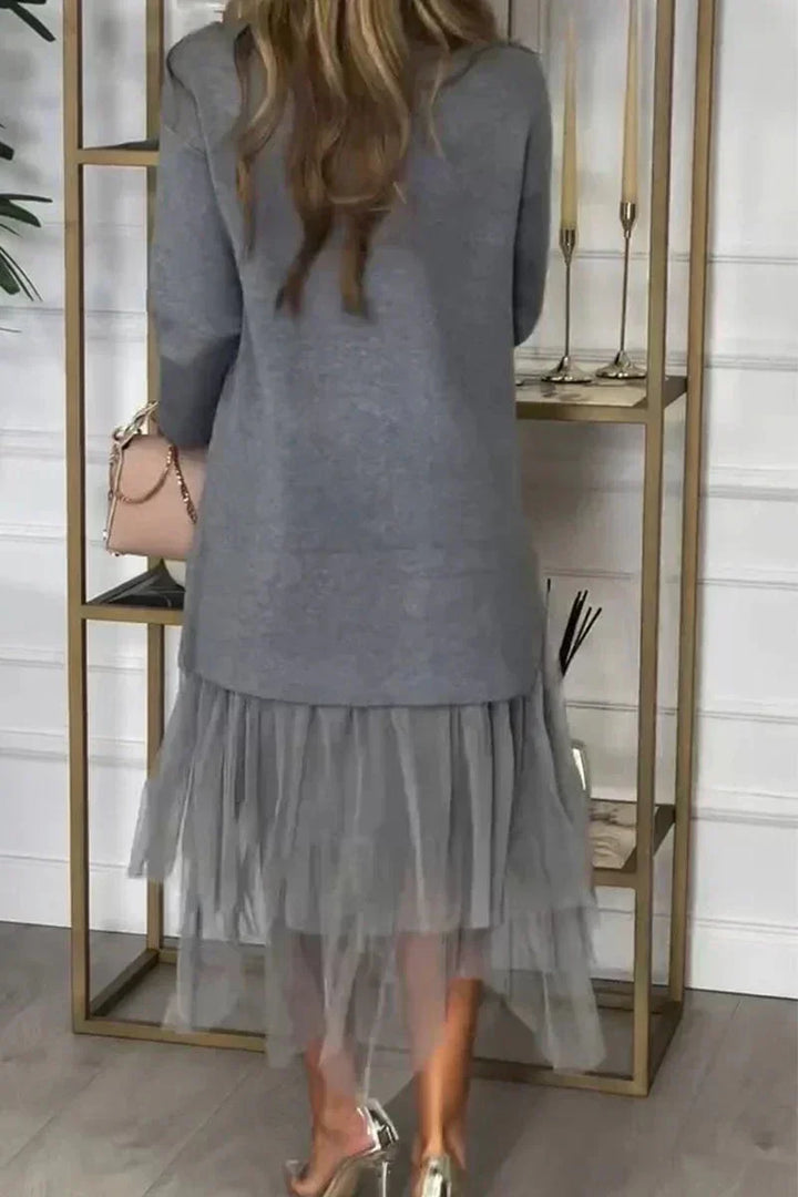 EIMEREN - VESTIDO DE PUNTO PATCHWORK SÓLIDO