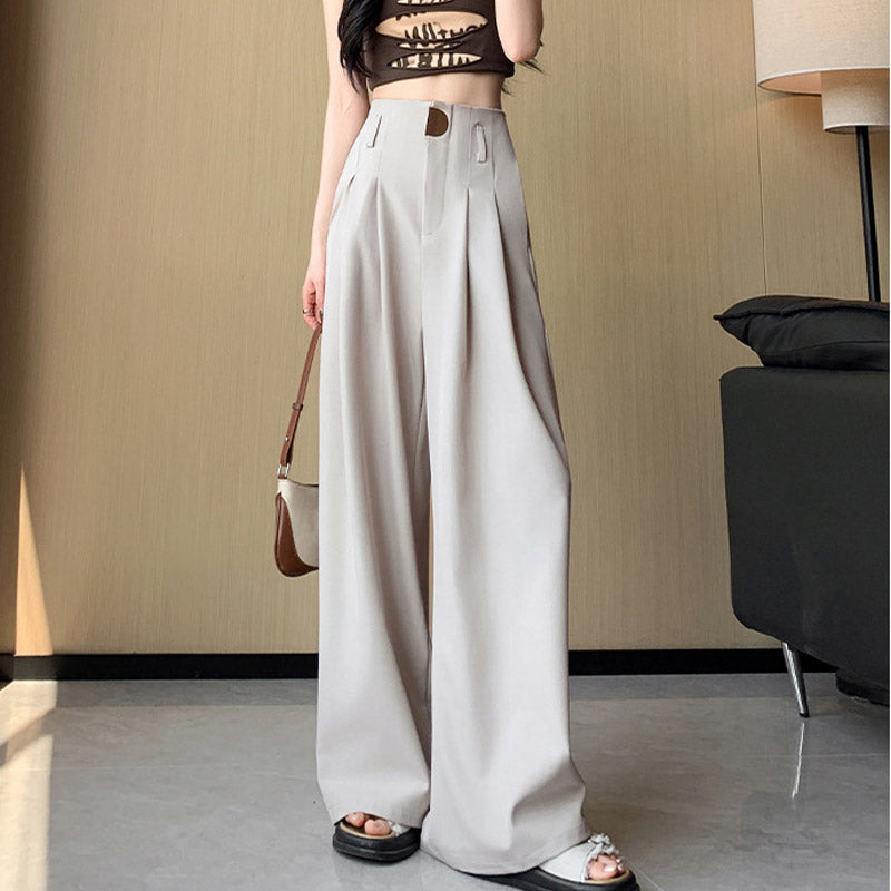 ELYSSA - PANTALONES DE CINTURA ALTA Y PIERNA ANCHA