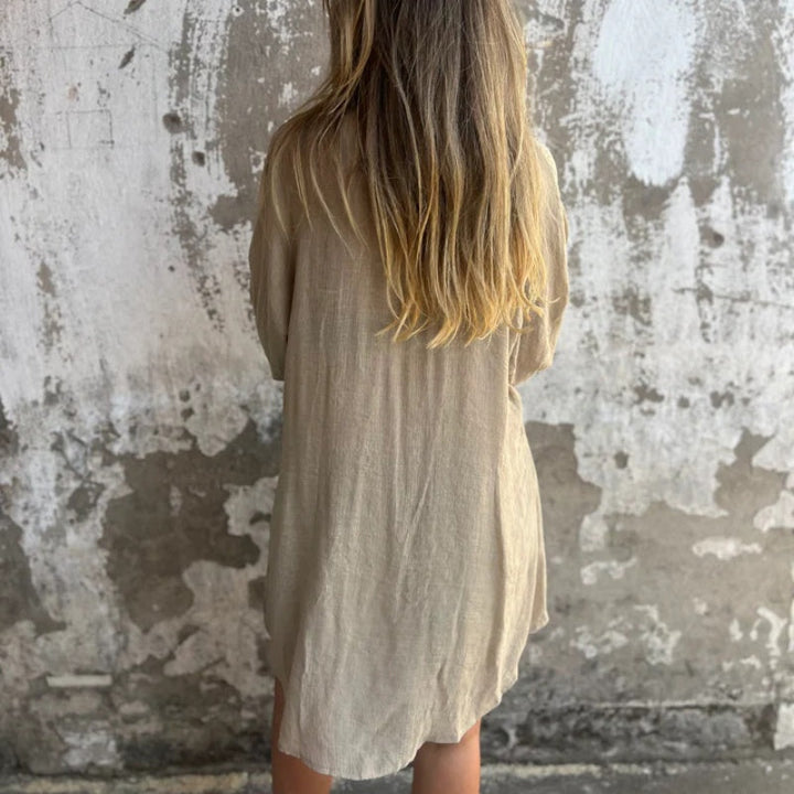 JENNY - CONJUNTO CASUAL DE CAMISA DE MANGA LARGA Y SHORTS