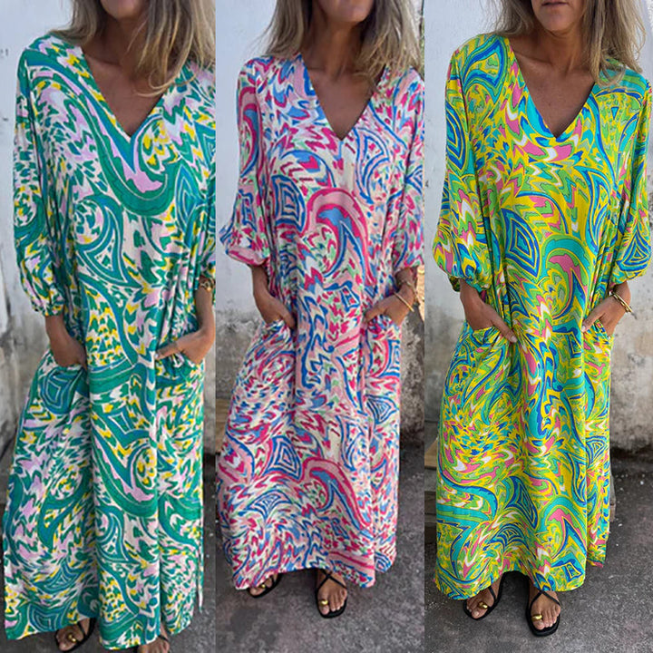 WOLLY - VESTIDO MODERNO Y ELEGANTE CON ESCOTE EN V