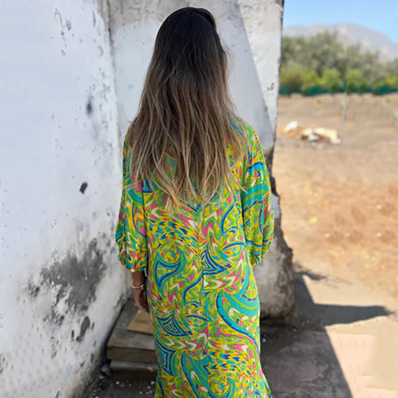 WOLLY - VESTIDO MODERNO Y ELEGANTE CON ESCOTE EN V