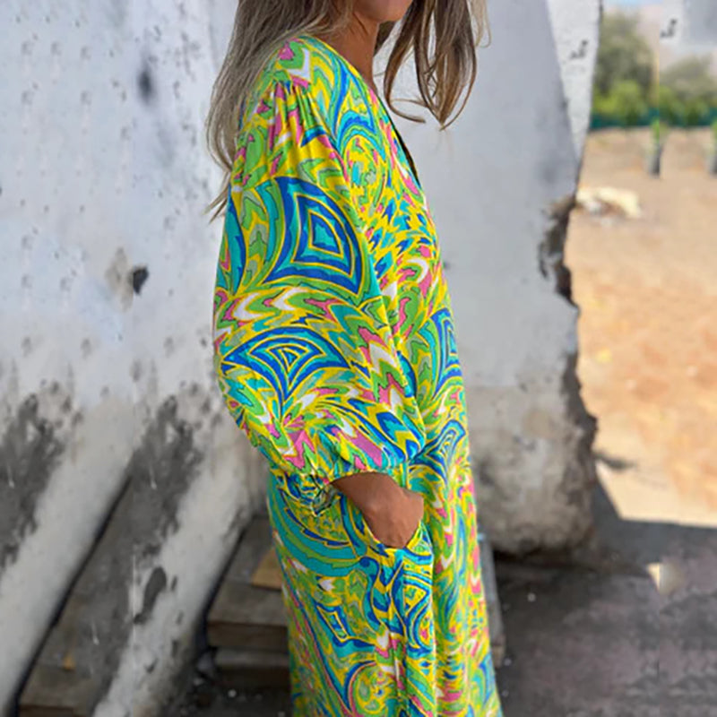 WOLLY - VESTIDO MODERNO Y ELEGANTE CON ESCOTE EN V