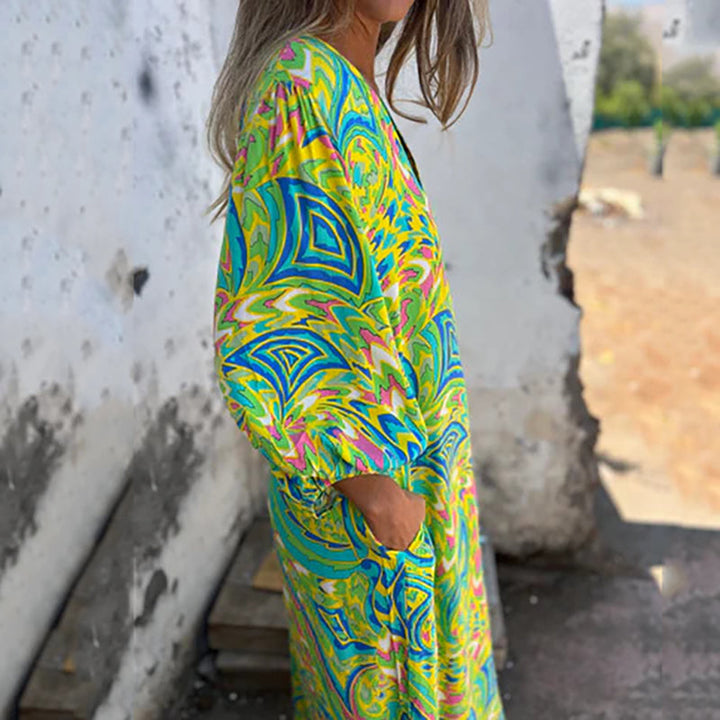 WOLLY - VESTIDO MODERNO Y ELEGANTE CON ESCOTE EN V