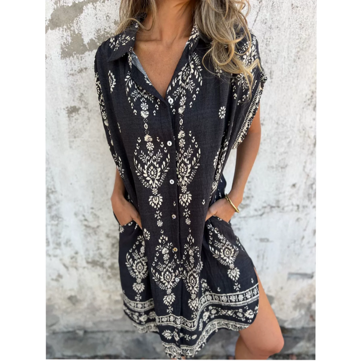MIKELA - VESTIDO ESTAMPADO DE AJUSTE RELAJADO CON BOLSILLOS