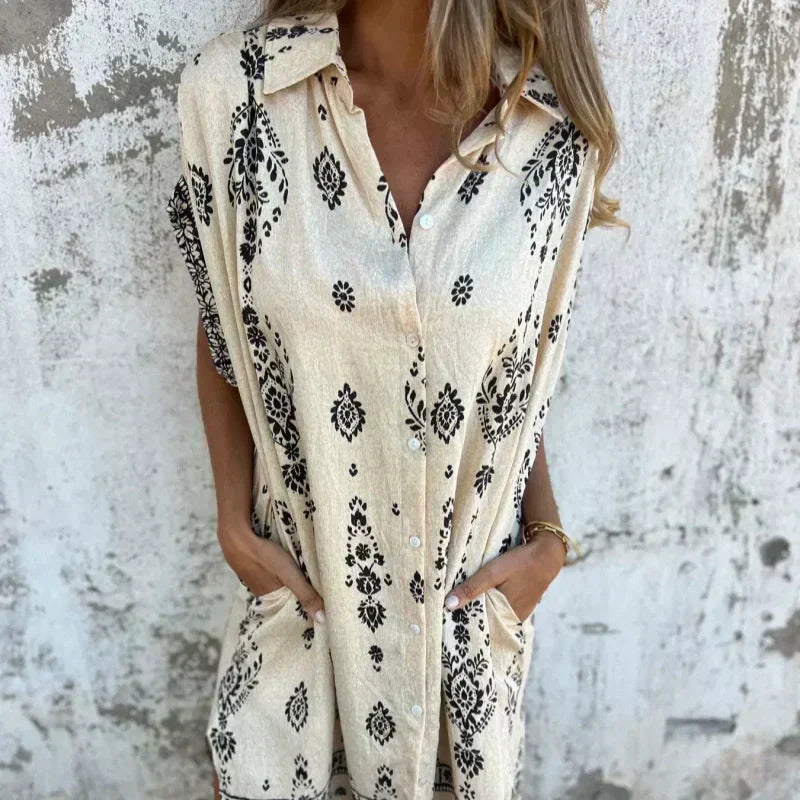 MIKELA - VESTIDO ESTAMPADO DE AJUSTE RELAJADO CON BOLSILLOS