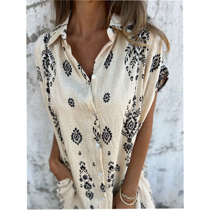 MIKELA - VESTIDO ESTAMPADO DE AJUSTE RELAJADO CON BOLSILLOS