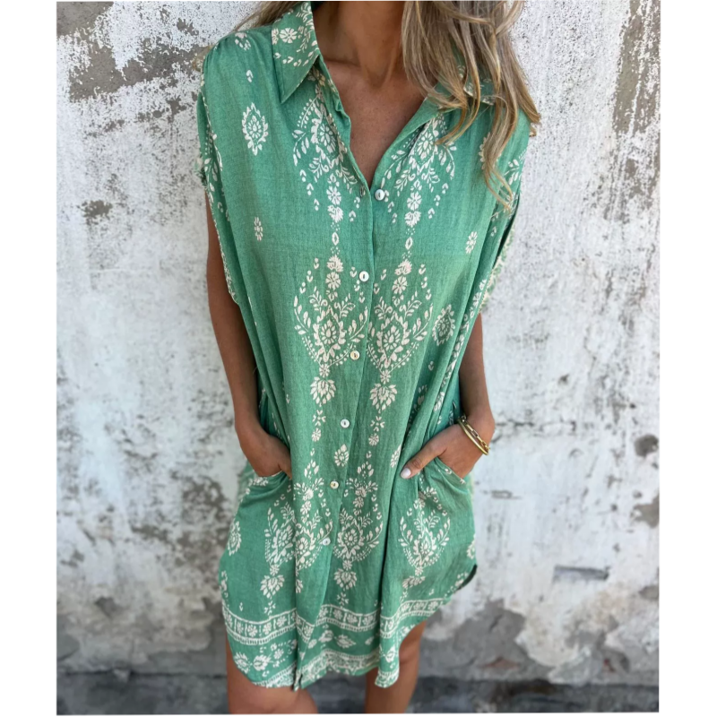 MIKELA - VESTIDO ESTAMPADO DE AJUSTE RELAJADO CON BOLSILLOS