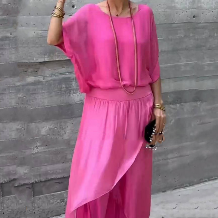 BERNADETTE - CONJUNTO CASUAL DE CHIFÓN CON PANTALONES FLUIDOS
