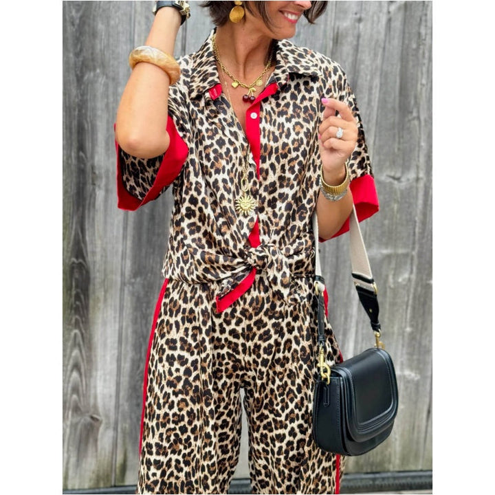 LILI - CONJUNTO DE ROPA DE LUJO CON ESTAMPADO DE LEOPARDO