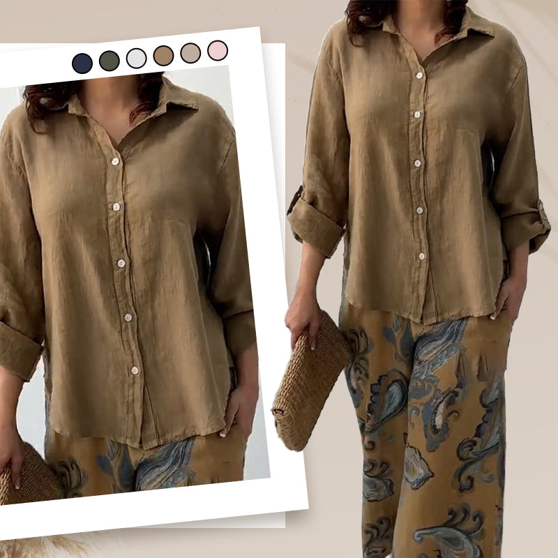 NIVES - BLUSA DE AJUSTE RELAJADO Y CONJUNTO DE CINTURA ALTA