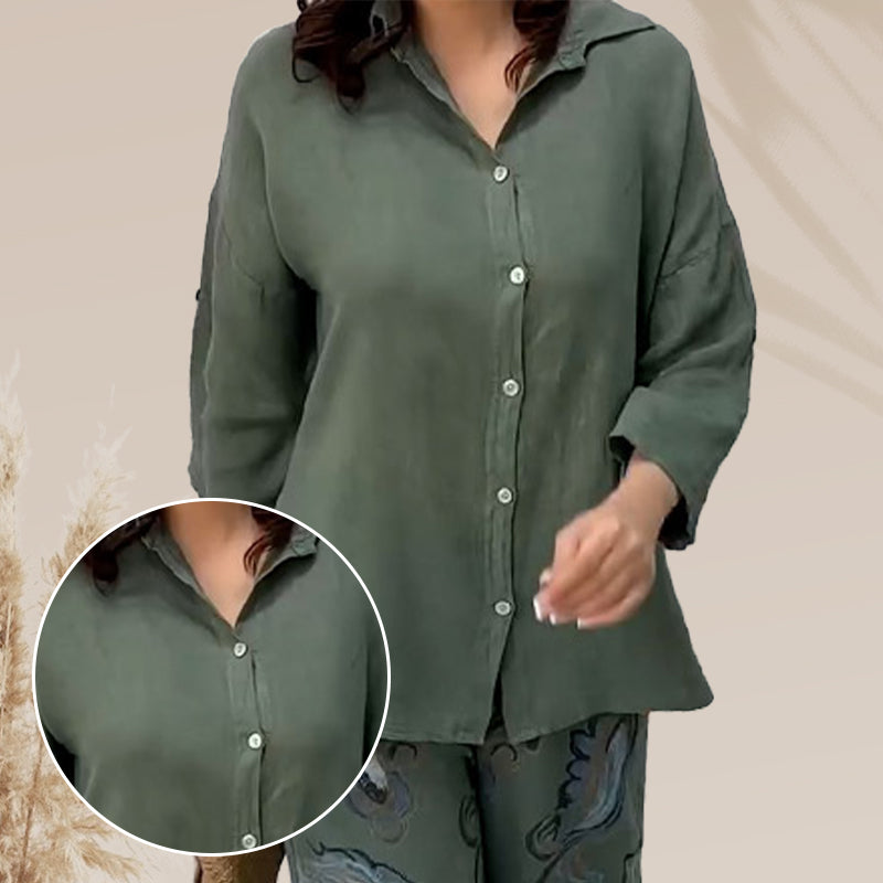 NIVES - BLUSA DE AJUSTE RELAJADO Y CONJUNTO DE CINTURA ALTA