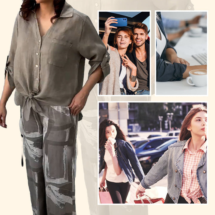 NIVES - BLUSA DE AJUSTE RELAJADO Y CONJUNTO DE CINTURA ALTA