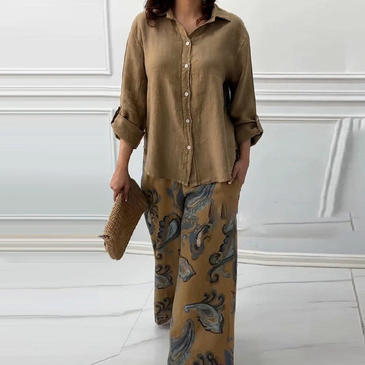 NIVES - BLUSA DE AJUSTE RELAJADO Y CONJUNTO DE CINTURA ALTA