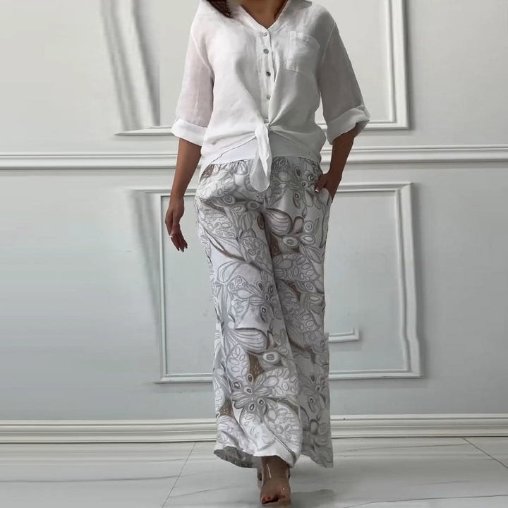 NIVES - BLUSA DE AJUSTE RELAJADO Y CONJUNTO DE CINTURA ALTA