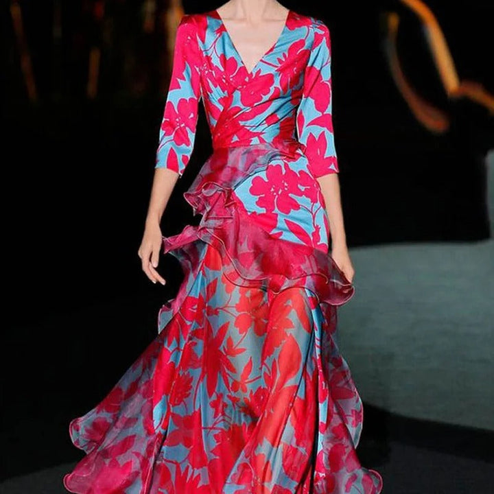 Chris - Vestido de Banquete con Estampado Floral para Fiestas