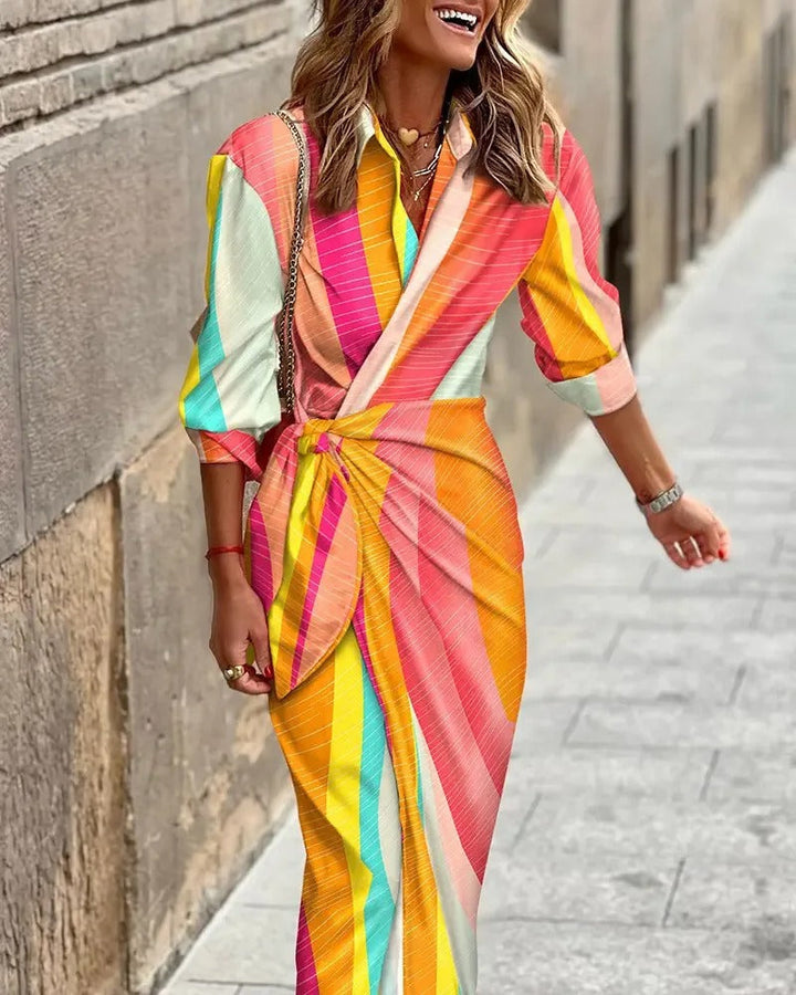 VIA - VESTIDO MAXI IMPRESO DE ALTA CALIDAD