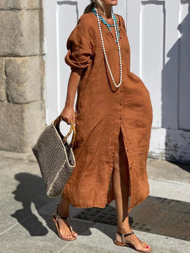ANGELU - VESTIDO MAXI CON BOTONES