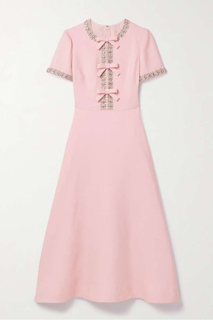 Vestido Midi Zoe Bowknot con Cristales