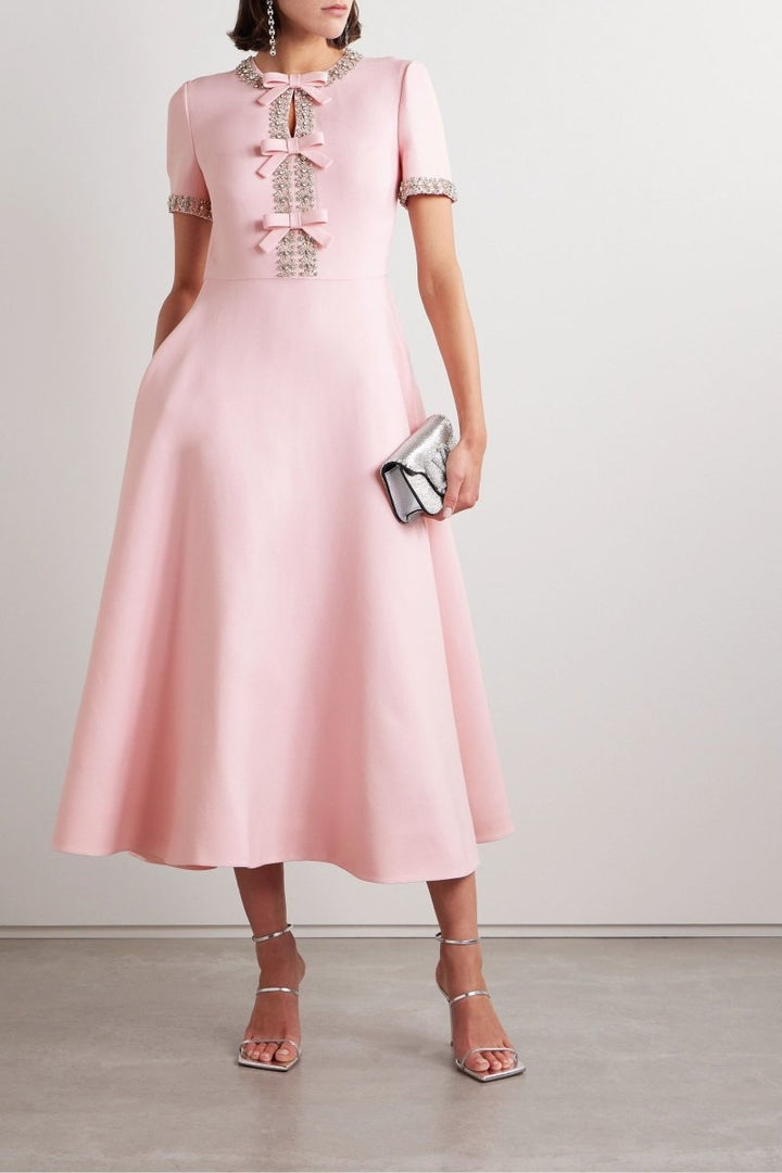 Vestido Midi Zoe Bowknot con Cristales